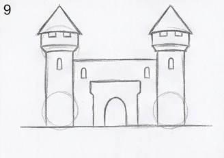 Step 9 of 12: Roof cones on the towers
